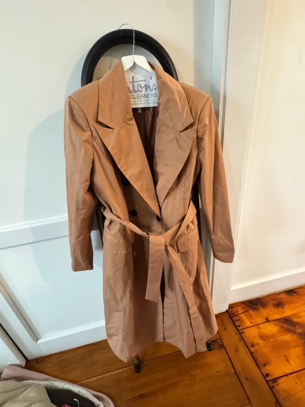 Avec Les Filles Camel Trench Coat with Self-Tie Belt